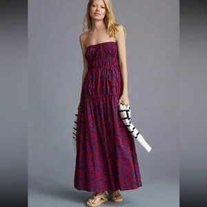 Anthropologie Sundry Aloha Floral Strapless Maxi Dress Size 3 Large 12